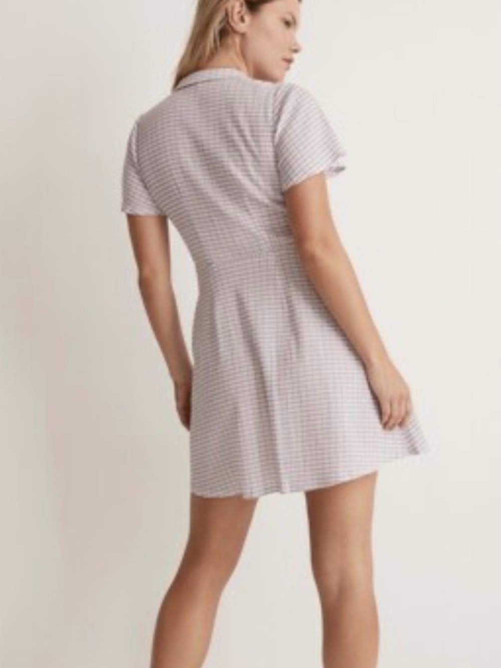 Madewell Lavender-Check Button-Front Mini Dress - Picture 2 of 13